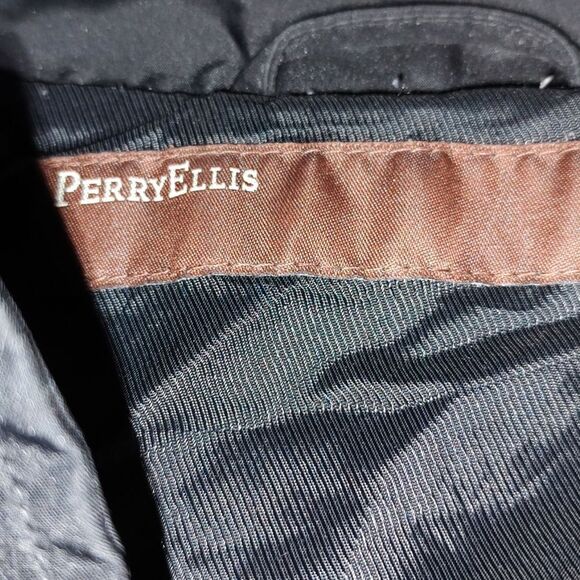 Perry Ellis Black Water Resistant Zip Rain Jacket Coat Sz L - Picture 5 of 6